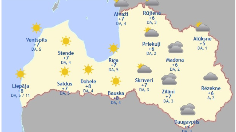 Laika karte šodienas pēcpusdienai