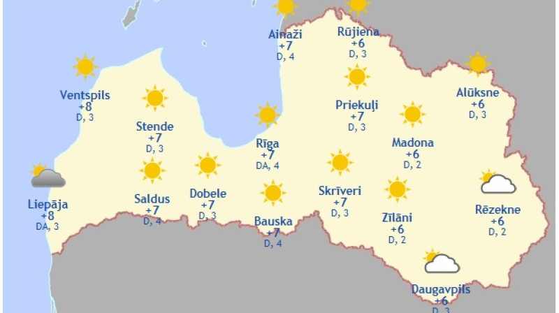 Laika karte šodienas pēcpusdienai