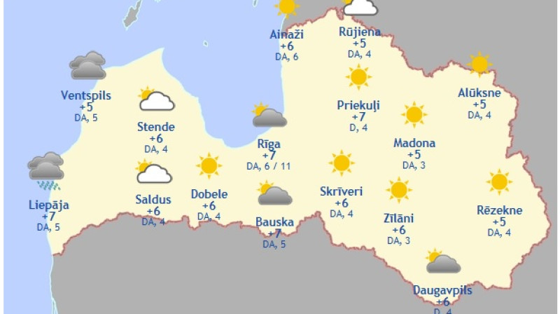 Laika karte šodienas pēcpusdienai