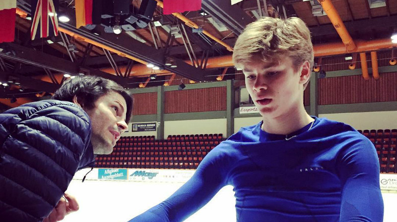 Stefans Lambjēls un Deniss Vasiļjevs
Foto: twitter.com/StephaneLambiel
