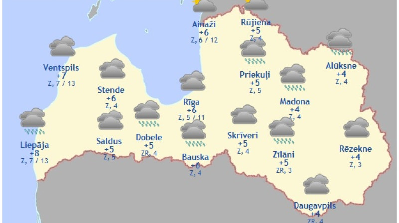 Laika karte šodienas pēcpusdienai