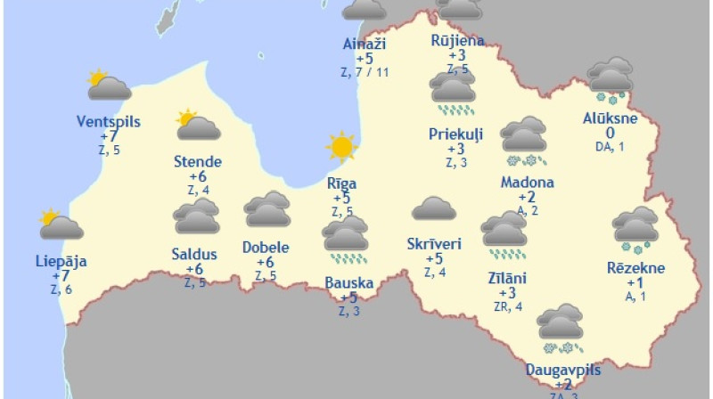 Laika karte šodienas pēcpusdienai
