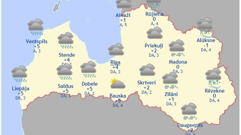 Laika karte šodienas pēcpusdienai