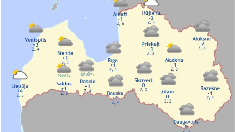 Laika karte šodienas pēcpusdienai