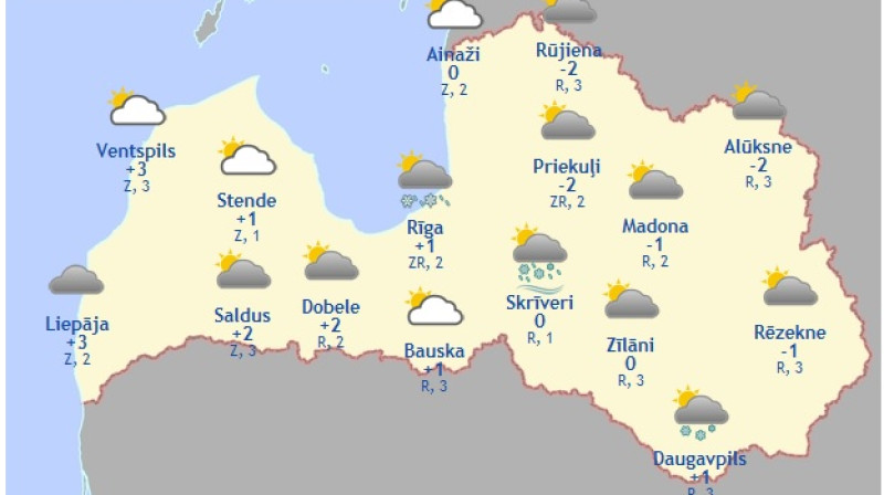 Laika karte šodienas pēcpusdienai