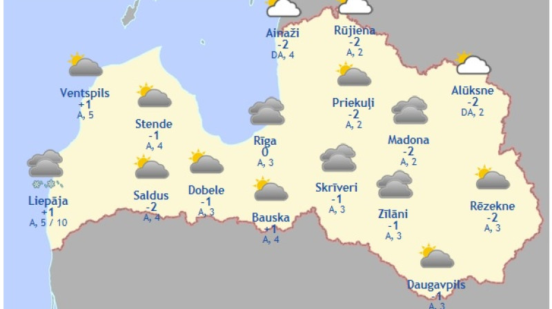 Laika karte šodienas pēcpusdienai