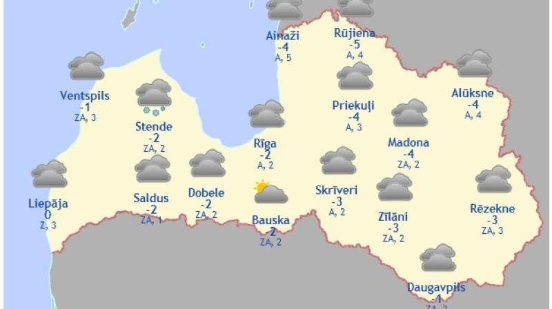 Laika karte šodienas pēcpusdienai