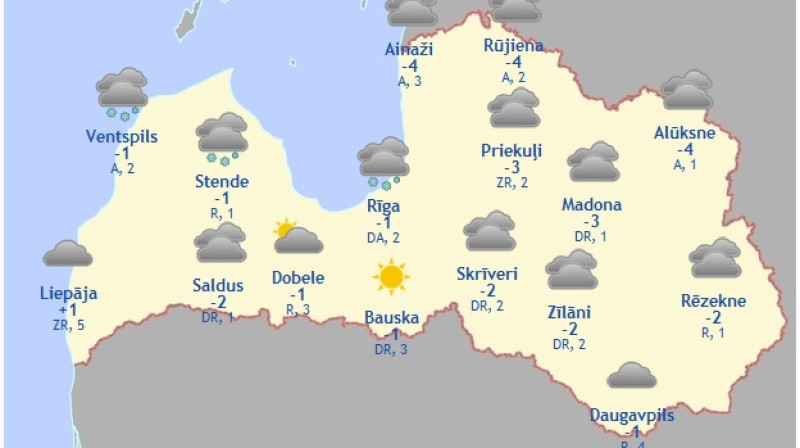 Laika karte šodienas pēcpusdienai