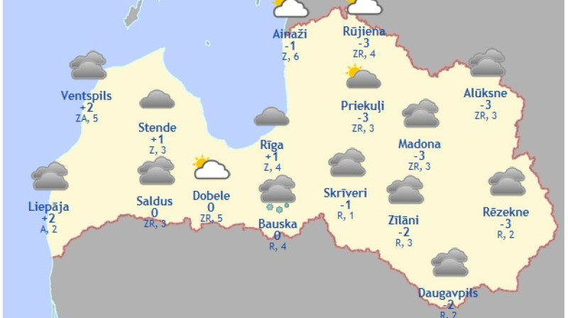 Laika karte šodienas pēcpusdienai