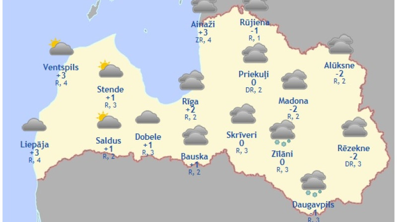 Laika karte šodienas pēcpusdienai