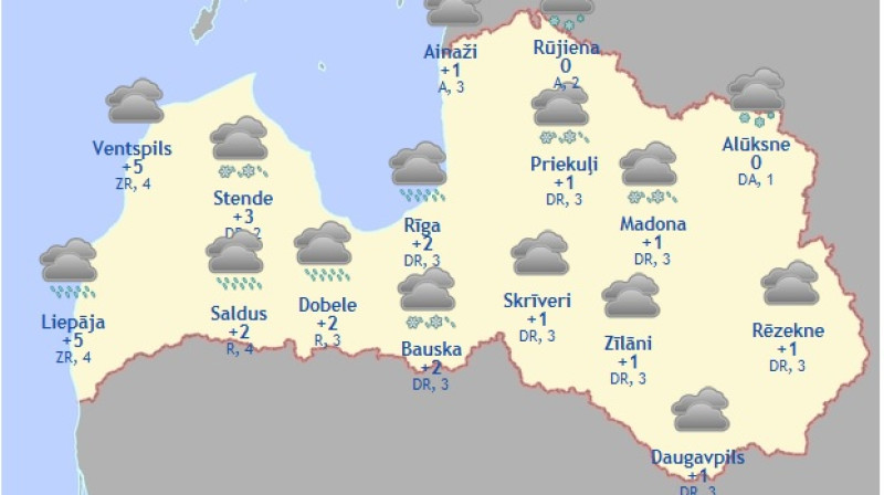 Laika karte šodienas pēcpusdienai