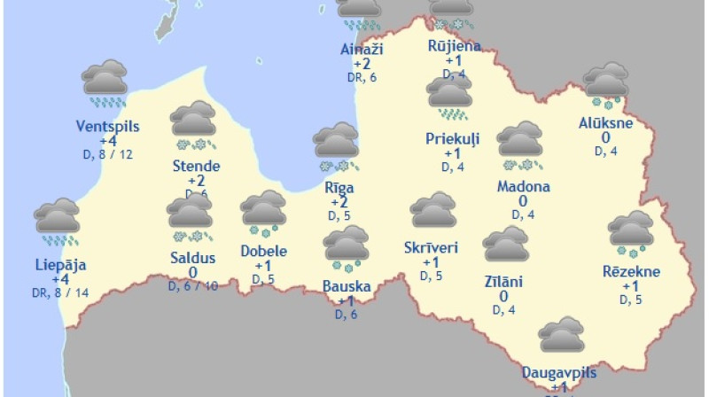 Laika karte šodienas pēcpusdienai