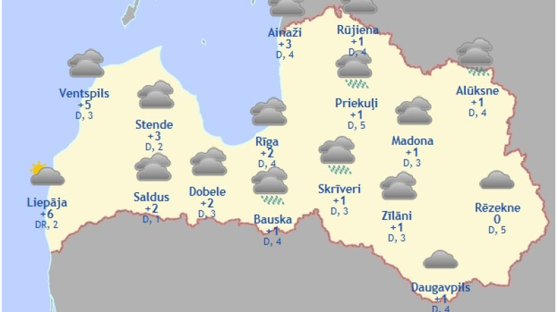 Laika karte šodienas pēcpusdienai