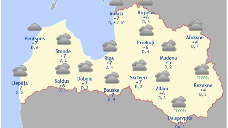 Laika karte šodienas pēcpusdienai