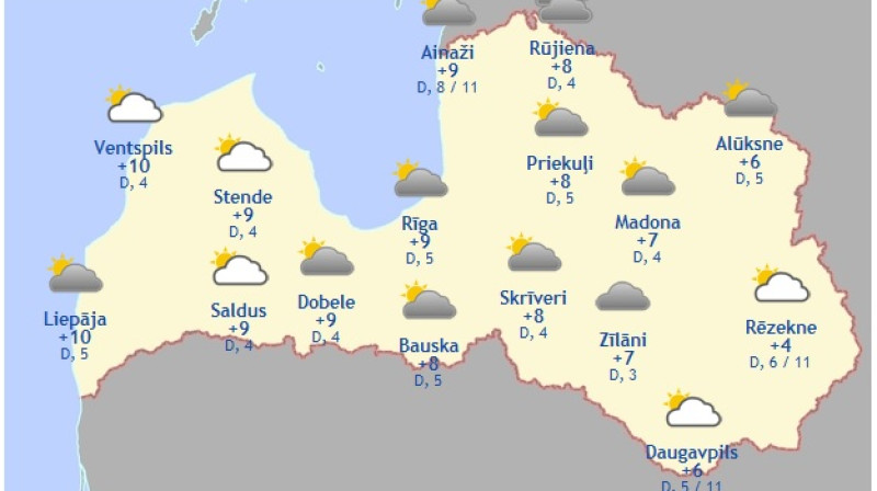 Laika karte šodienas pēcpusdienai