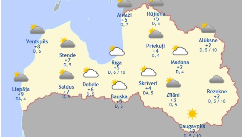 Laika karte šodienas pēcpusdienai