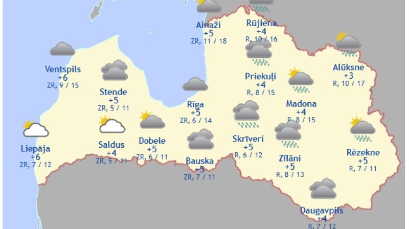 Laika karte šodienas pēcpusdienai