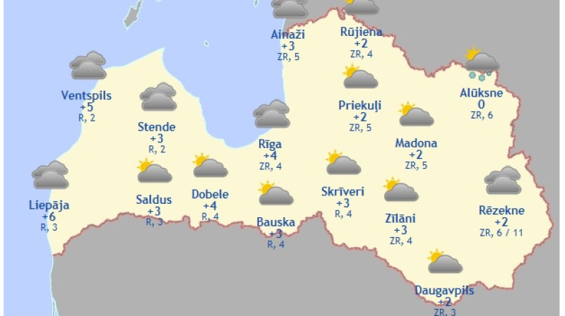 Laika karte šodienas pēcpusdienai