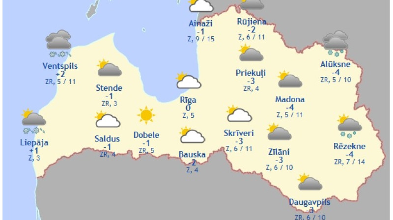 Laika karte šodienas pēcpusdienai
