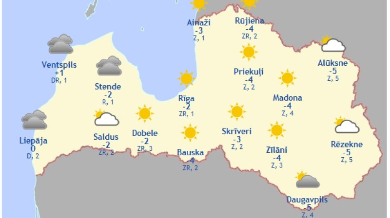Laika karte šodienas pēcpusdienai