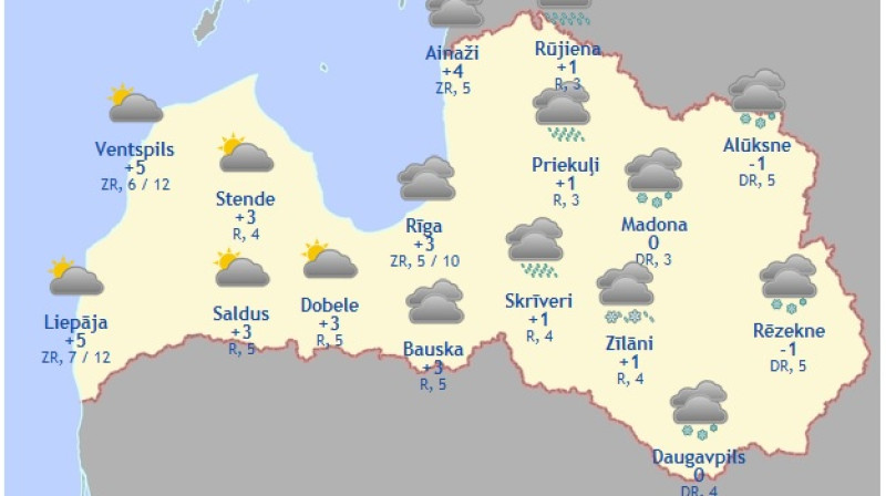 Laika karte šodienas pēcpusdienai