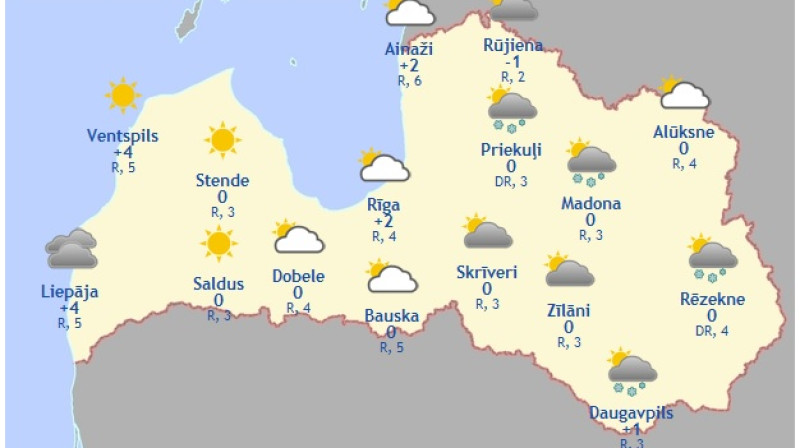 Laika karte šodienas pēcpusdienai