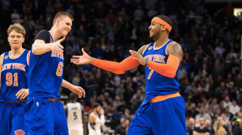Kristaps Porziņģis un Karmelo Entonijs
Foto: Brace Hemmelgarn / usatoday.com