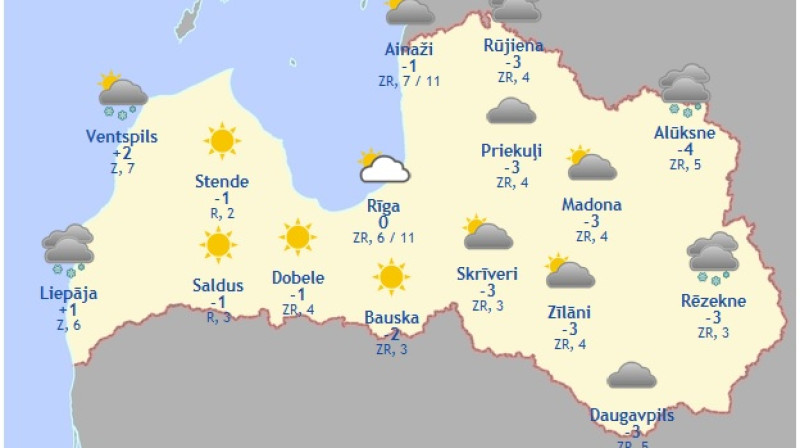 Laika karte šodienas pēcpusdienai