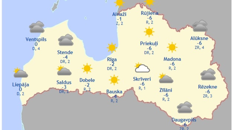 Laika karte šodienas pēcpusdienai