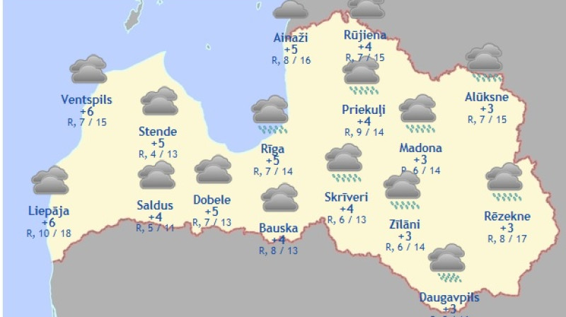 Laika karte šodienas pēcpusdienai