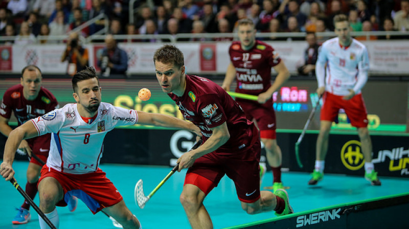 Artis Raitums bija labākais Latvijas izlases otrajā mačā
Foto: IFF Floorball