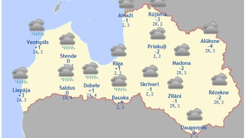 Laika karte šodienas pēcpusdienai