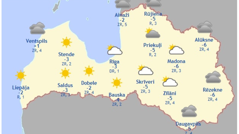 Laika karte šodienas pēcpusdienai