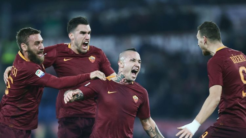 Radža Naingolans atzīmē uzvaras vārtu guvumu
Foto: AFP/Scanpix