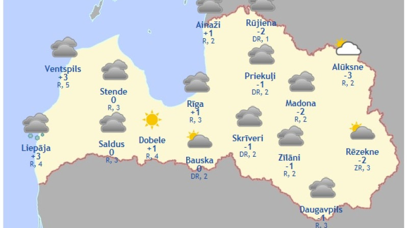 Laika karte šodienas pēcpusdienai