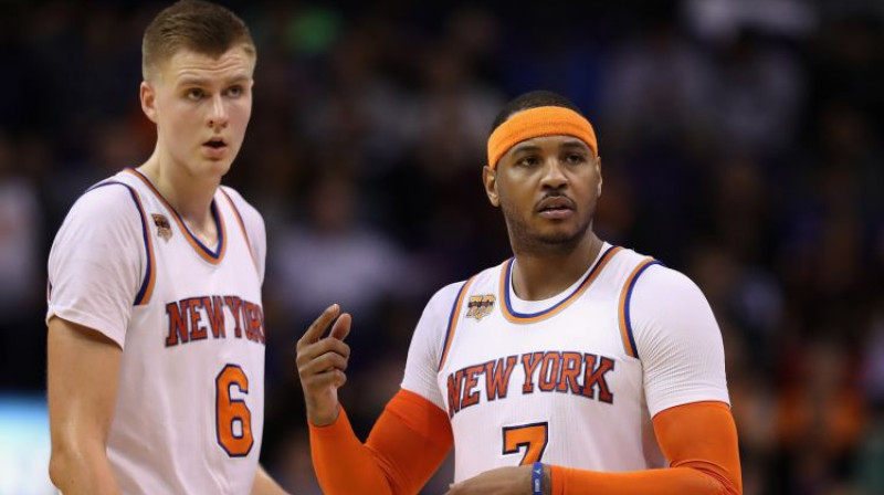 Kristaps Porziņģis un Karmelo Entonijs
Foto: AFP/Scanpix