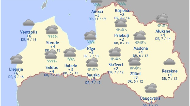 Laika karte šodienas pēcpusdienai