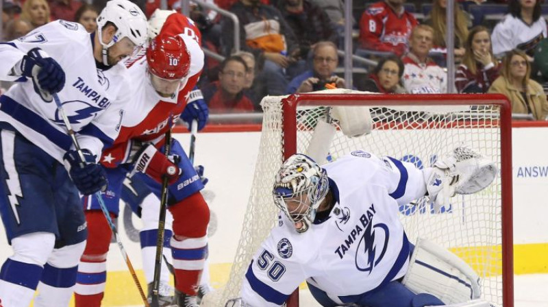 Kristers Gudļevskis savā pirmajā NHL spēlē šosezon
Foto: USA TODAY Sports/Sipa USA/Scanpix