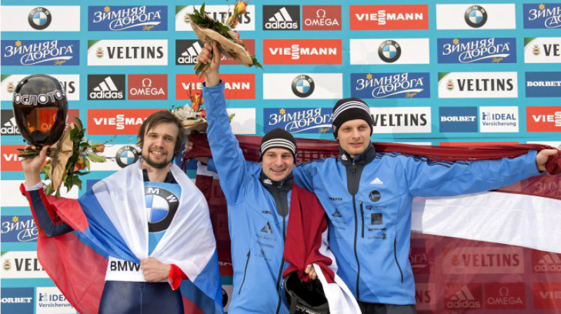 A.Tretjakovs, Martins Dukurs, Tomass Dukurs 
Foto: AP / Scanpix