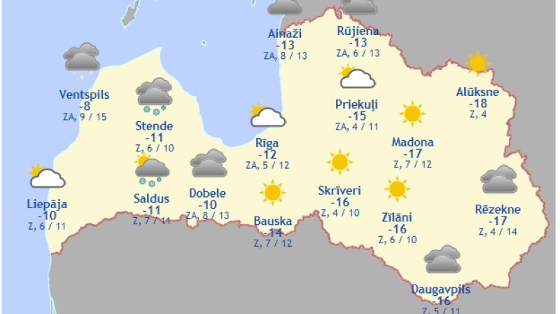 Laika karte šodienas pēcpusdienai