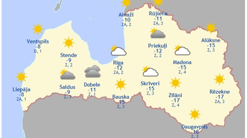 Laika karte šodienas pēcpusdienā