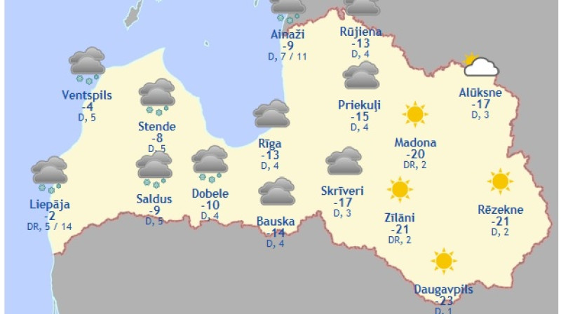 Laika karte šodienas pēcpusdienai