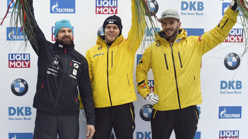 Martins Dukurs, Kristofers Grothērs un Aksels Jungs
Foto: AP/Scanpix