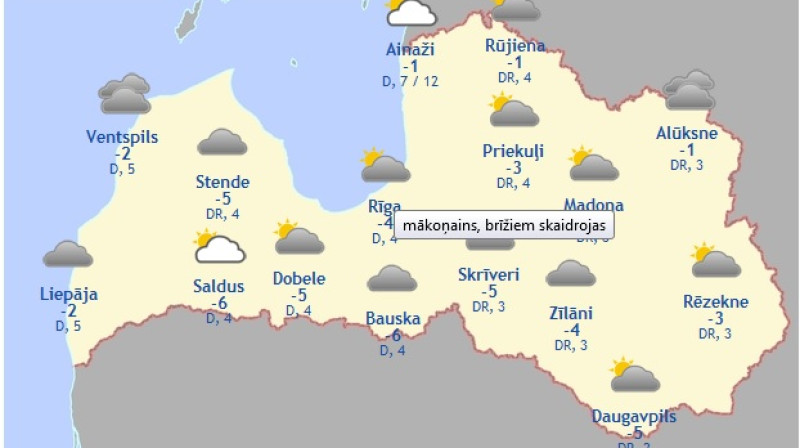 Laika karte šodienas pēcpusdienai