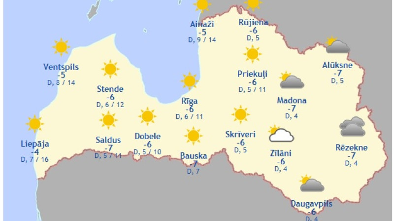 Laika karte šodienas pēcpusdienai
