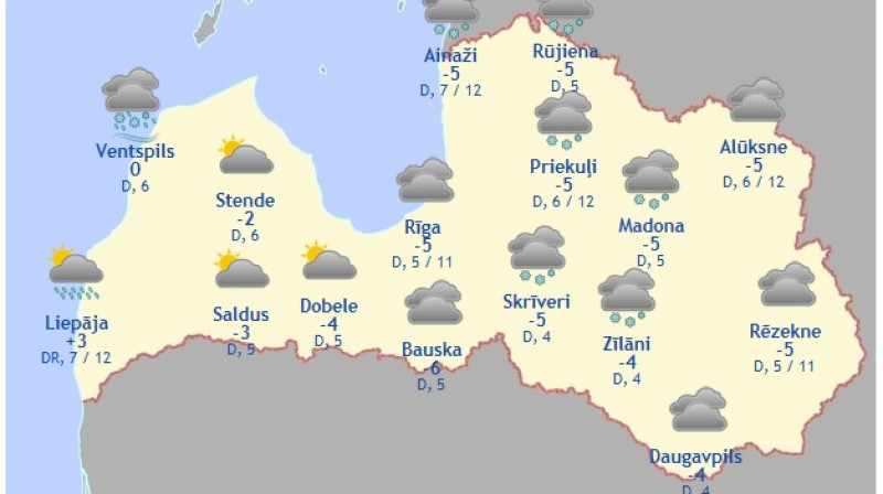 Laika karte šodienas pēcpusdienai