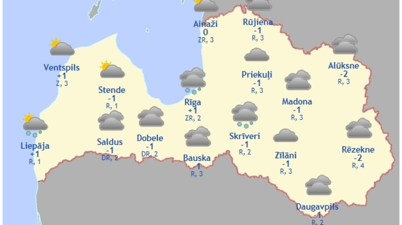 Laika karte šodienas pēcpusdienai