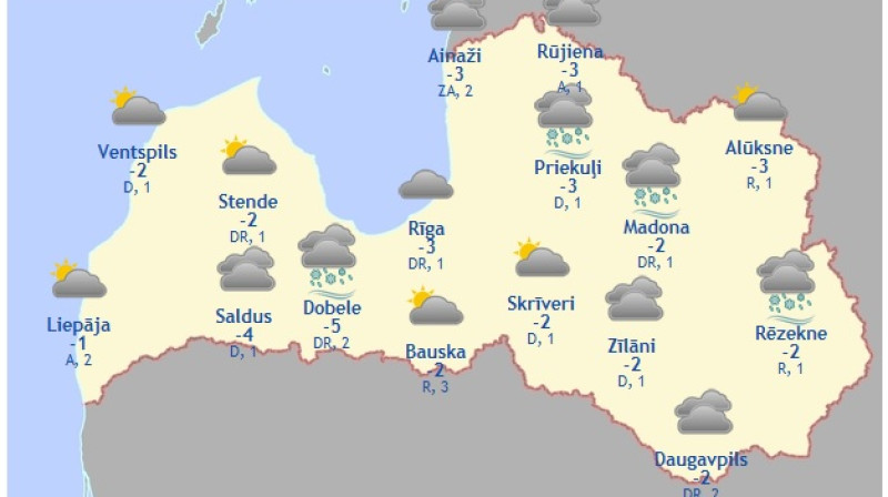 Laika karte šodienas pēcpusdienai