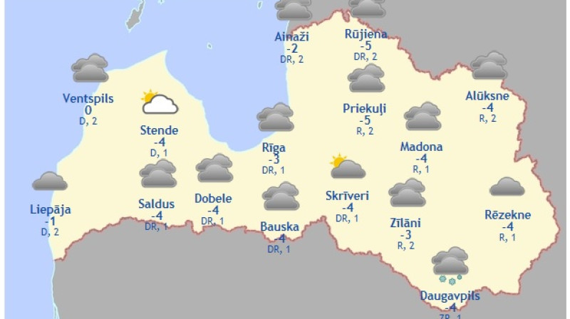Laika karte šodienas pēcpusdienai