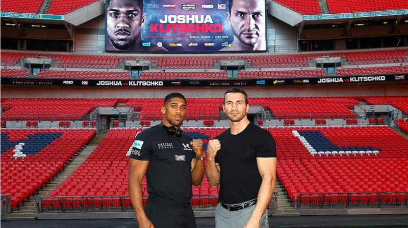 Entonijs Džošua un Vladimirs Kļičko 
Foto: Lawrence Lustig / worldboxingnews.net